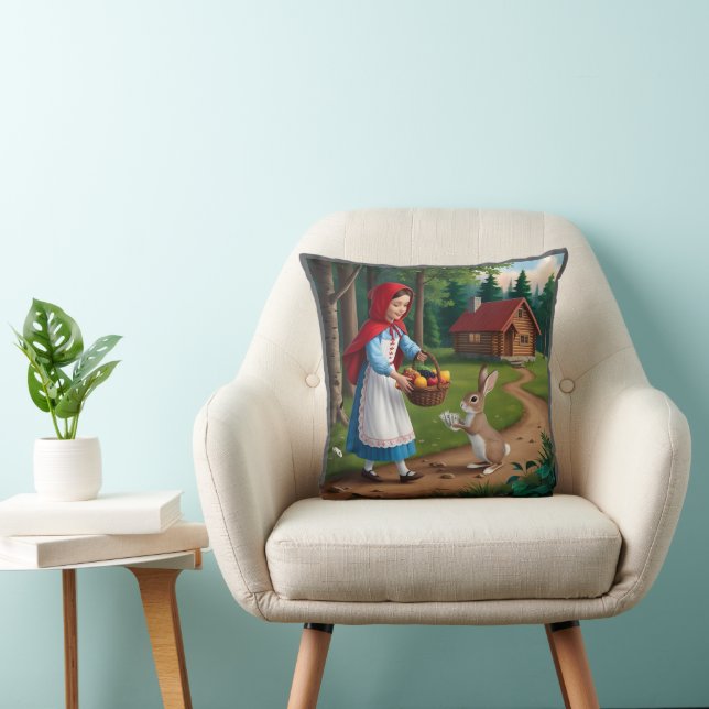 Meisje in Redhood met Bunny Kussen (Stoel)