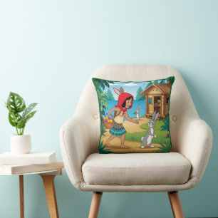 Meisje in Redhood met Bunny Kussen