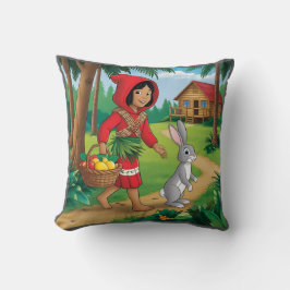 Meisje in Redhood met Bunny Kussen