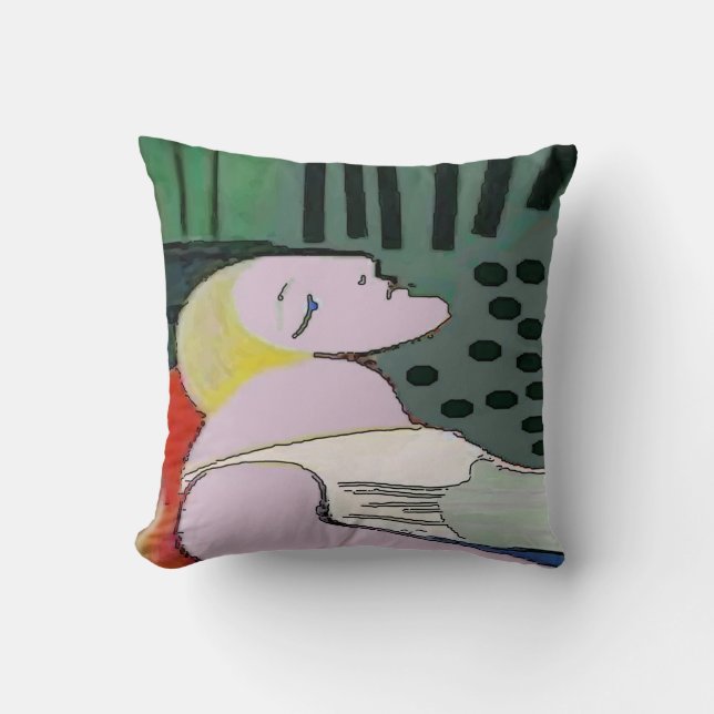 Meisje in Repose, Abstract Kussen (Voorkant)