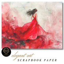 Meisje in rode jurk aquarel kunst scrapbook papier