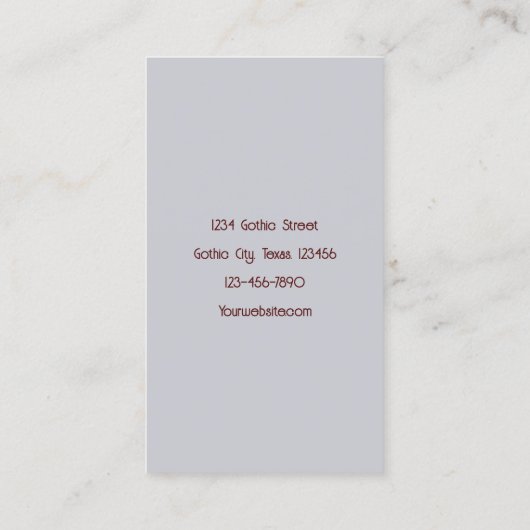 Meisje in rode jurk Gothic Winter Visitekaartje (Achterkant)