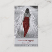 Meisje in rode jurk Gothic Winter Visitekaartje (Voorkant)