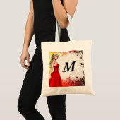 Meisje in rode jurk tote bag (Voorkant (product))