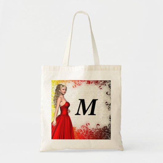 Meisje in rode jurk tote bag (Voorkant)