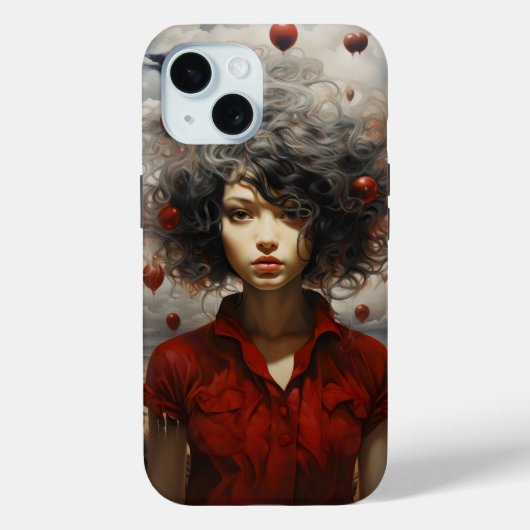 Meisje in rode moderne kunst Case-Mate iPhone case (Achterkant)