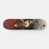 Meisje in rode moderne kunst persoonlijk skateboard (Horizontaal)