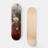 Meisje in rode moderne kunst persoonlijk skateboard (Voorkant)