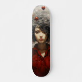 Meisje in rode moderne kunst persoonlijk skateboard (Voorkant)