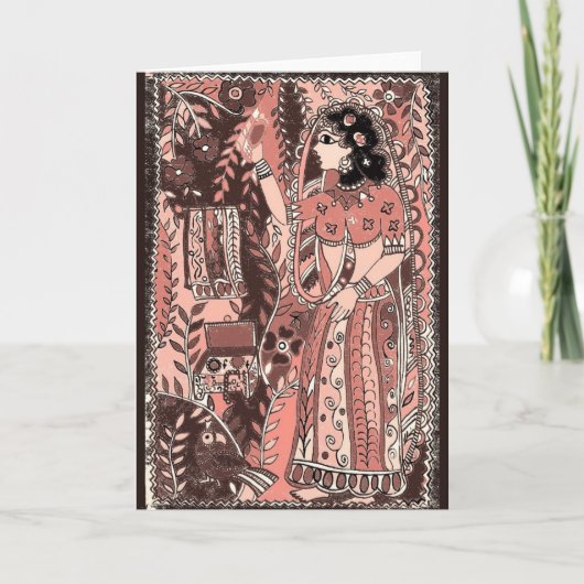 Meisje in Roos Festive Wenskaarten Feestdagen Kaart (Voorkant)