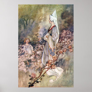  meisje in Roos tuin door Charles Robinson Poster