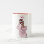 Meisje in roze aangepaste koffie tweekleurige koffiemok (Center)