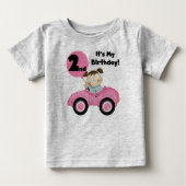 Meisje in Roze Auto 2e Verjaardag Tshirts en gesch (Voorkant)