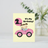 Meisje in Roze Auto 2e Verjaardag Tshirts en gesch Briefkaart (Staand voorkant)