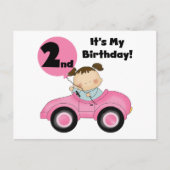 Meisje in Roze Auto 2e Verjaardag Tshirts en gesch Briefkaart (Voorkant)