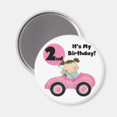 Meisje in Roze Auto 2e Verjaardag Tshirts en gesch Magneet (Voorkant / Achterkant)
