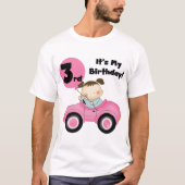 Meisje in Roze Auto 3e Verjaardag Tshirts en gesch (Voorkant)