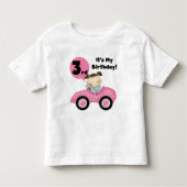 Meisje in Roze Auto 3e Verjaardag Tshirts en gesch (Voorkant)