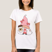 Meisje in Roze Gnome Koffie Lover Vrouwen Wit T-shirt (Voorkant)