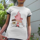 Meisje in Roze Gnome Koffie Lover Vrouwen Wit T-shirt