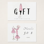 Meisje in roze jurk met jurk op de dummy visitekaartje (Voorkant /achterkant)