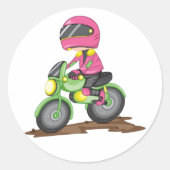 Meisje in Roze Paardrijden Een Fiets Stickers (Voorkant)