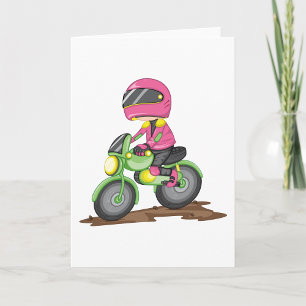 Meisje in Roze Paardrijden Een Fiets Wenskaarten Kaart