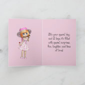 MEISJE in ROZE VERJAARDAGSKAART Bedankkaart (Binnen)