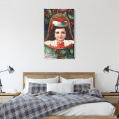 Meisje in Santa Hat in Bell Canvas Afdruk (Insitu (Slaapkamer))