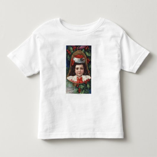 Meisje in Santa Hat in Bell Kinder Shirts (Voorkant)