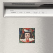 Meisje in Santa Hat in Bell Magneet (Insitu (Vaatwasser))