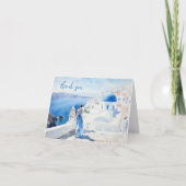 Meisje in Santorini, Watercolor, kaart bedankt (Voorkant)