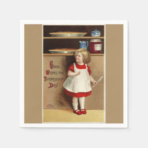 meisje in Thanksgiving papier rood dress Servet
