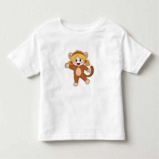 Meisje in verkleedkostuum als aap kinder shirts (Voorkant)