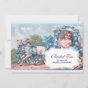  meisje in vervoer met lammeren Bridal Tea Kaart