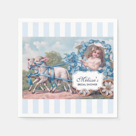  meisje in vervoer met lammeren Bridal Tea Servet (Voorkant)