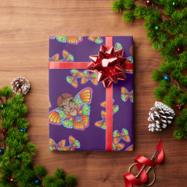 Meisje in vlindervleugels cadeaupapier