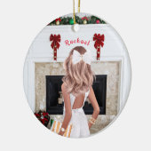 Meisje in White, aangepast Keramisch Ornament (Links)