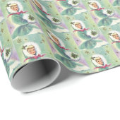 Meisje in winterkat met kerstwappapier cadeaupapier (Rol Hoek)