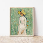 Meisje in Wit | Vincent Van Gogh Poster<br><div class="desc">Meisje in het wit (1890) | Origineel kunstwerk van de Nederlandse post-impressionist Vincent Van Gogh (1853-1890). Het schilderij toont een vrouw met een wit pet en een geel rietje, staande in een zacht groen veld, verspreid over rode bloemen. Gebruik de ontwerpgereedschappen om aangepaste tekst toe te voegen of het afbeelding...</div>