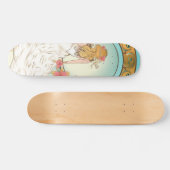 Meisje in witte gans met roze lippenbloemen persoonlijk skateboard (Horizontaal)