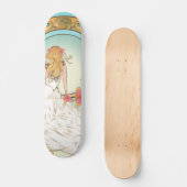 Meisje in witte gans met roze lippenbloemen persoonlijk skateboard (Voorkant)