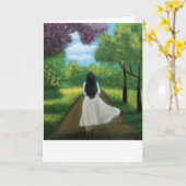 Meisje in witte jurk kaart (Gele Bloem)