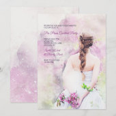 Meisje in witte jurk pre-prom feest uitnodiging (Voorkant / Achterkant)