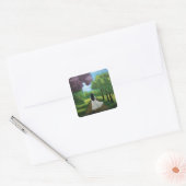 Meisje in witte jurk vierkante sticker (Envelop)