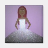 Meisje in zilveren jurk magneet (Voorkant)
