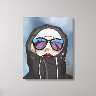 Meisje in zonnebril Wintertijd Canvas Afdruk