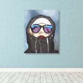 Meisje in zonnebril Wintertijd Canvas Afdruk (Insitu (Houten vloer))
