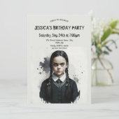 Meisje in zwarte jurk Uitnodiging (Staand voorkant)