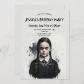 Meisje in zwarte jurk Uitnodiging (Voorkant / Achterkant)